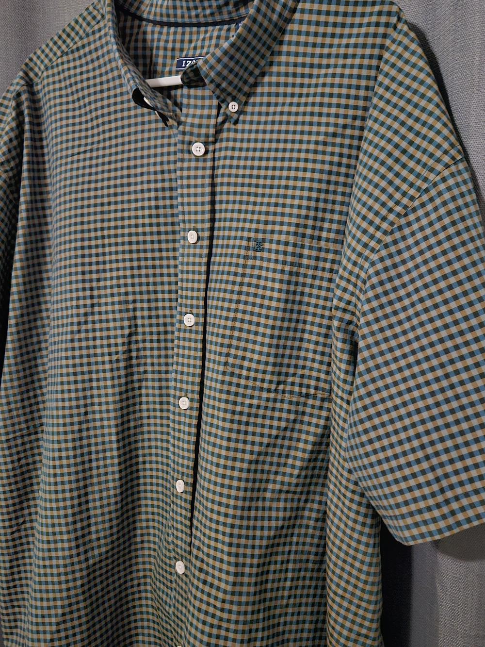 Izod Green and Blue Check Button-Down Shirt Jacket